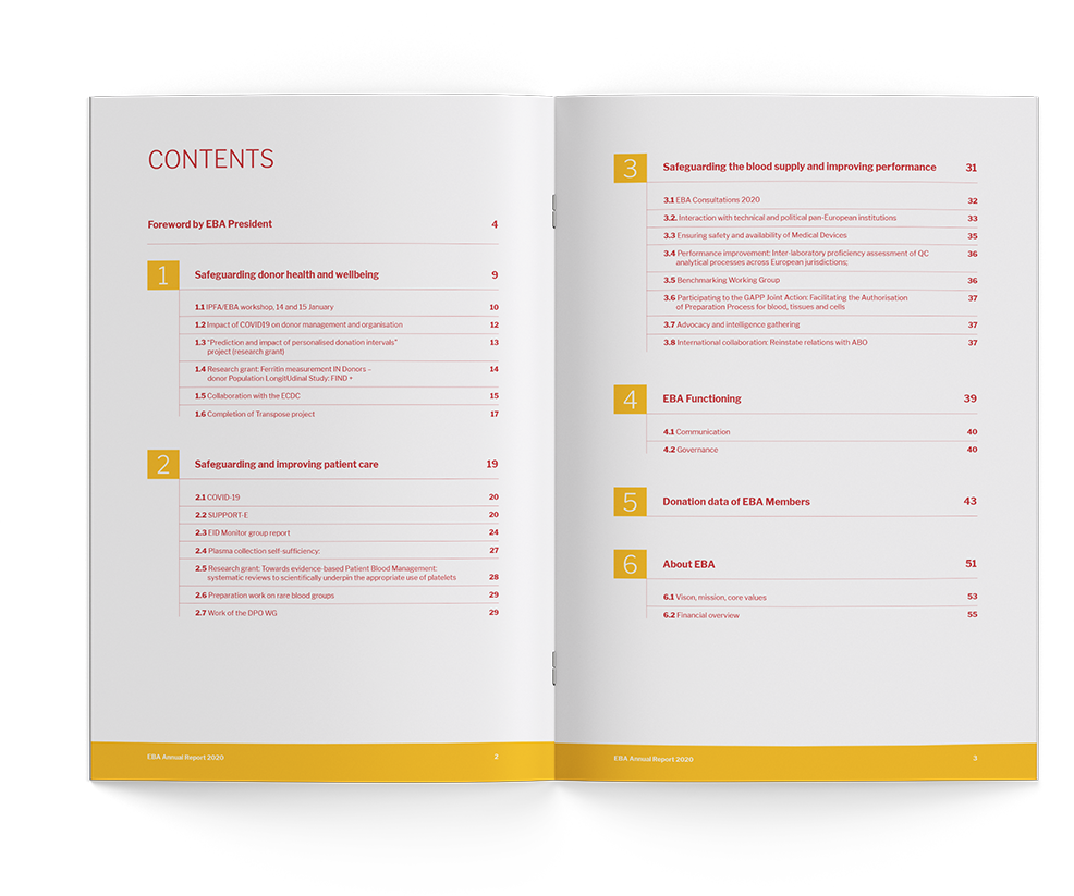 Lazarus Kreativ European blood alliance Print layout annual report design